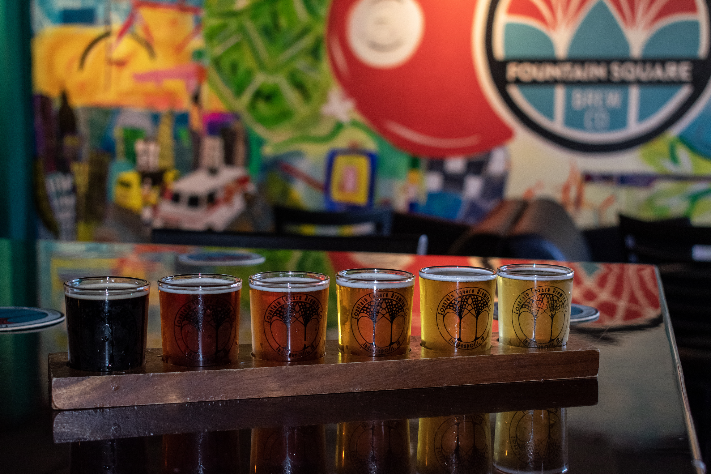 Beer flights from Fountain Square Brew Co