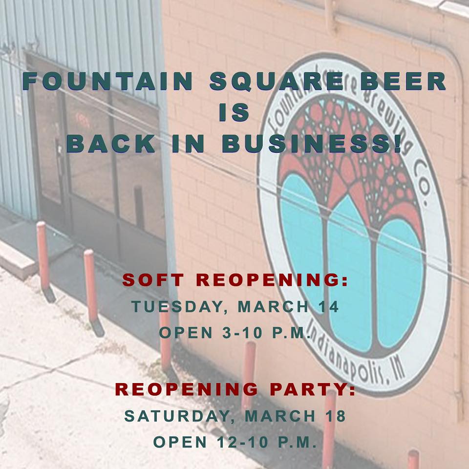 fountain square brew co reopens on saturday march 18, 2023. we are open 12 to 10