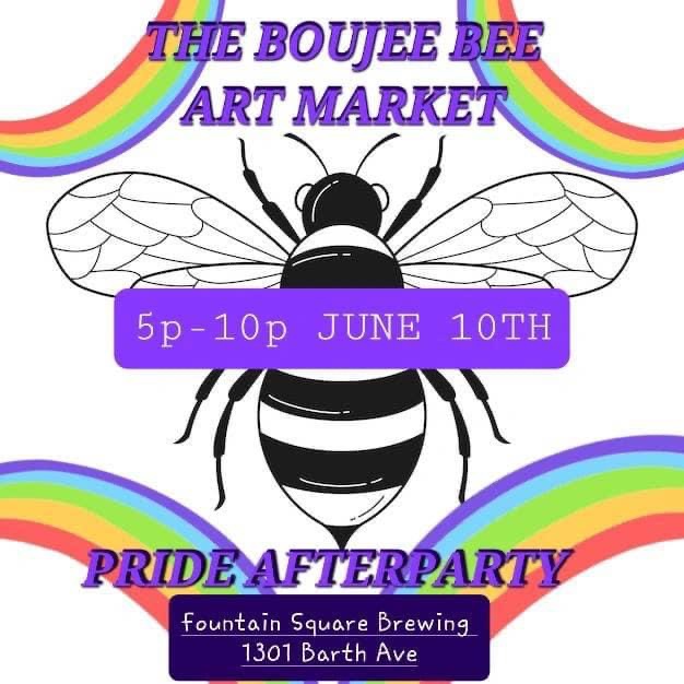 the boujee bee art market runs saturday june 10 2023 from 5 to 10 pm. there are many local artists selling their works