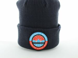 Navy Waffle Knit Watch Cap with Logo Patch
