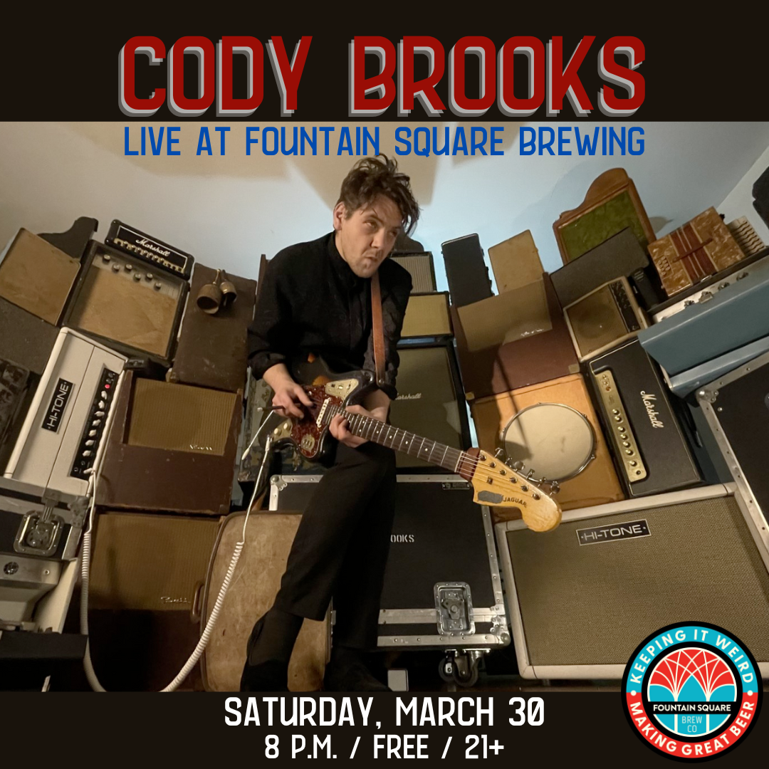 cody brooks trio performs live at fountain square brewing on saturday, march 30 at 8 p.m. this is a free show that is 21+