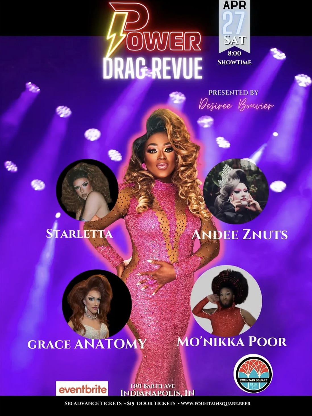 Power: Drag Revue returns to Fountain Square Brewing on Saturday, April 27 at 8. $10 presale tickets or $15 at the door. 21+
